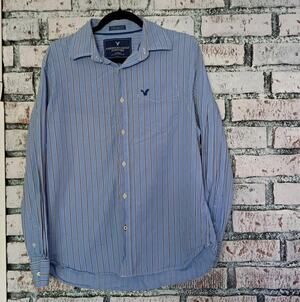 American Eagle Outfitters Vintage Fit Button Down Shirt Mens L Long Sleeve Blue